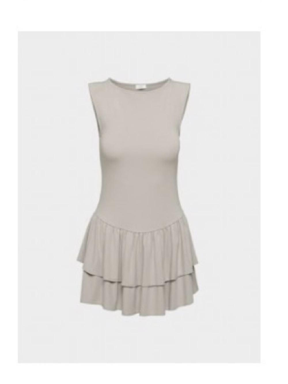 Aritzia Tiered Ruffle Mini Dress in Light Taupe - Goodlux Bloomsbury Dress